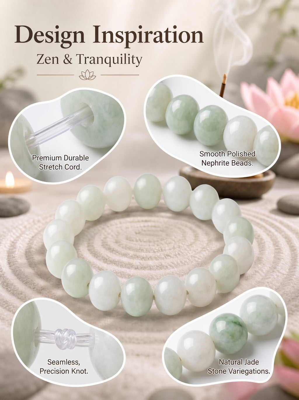Luxury Xinjiang Hetian Jade Beaded Bracelet | Hand-Polished Natural Nephrite Jade Jewelry for Elegant Style