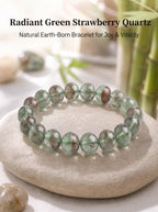 Premium Green Strawberry Quartz Beaded Bracelet | Hand-Polished Natural Crystal Jewelry for Harmony & Energy