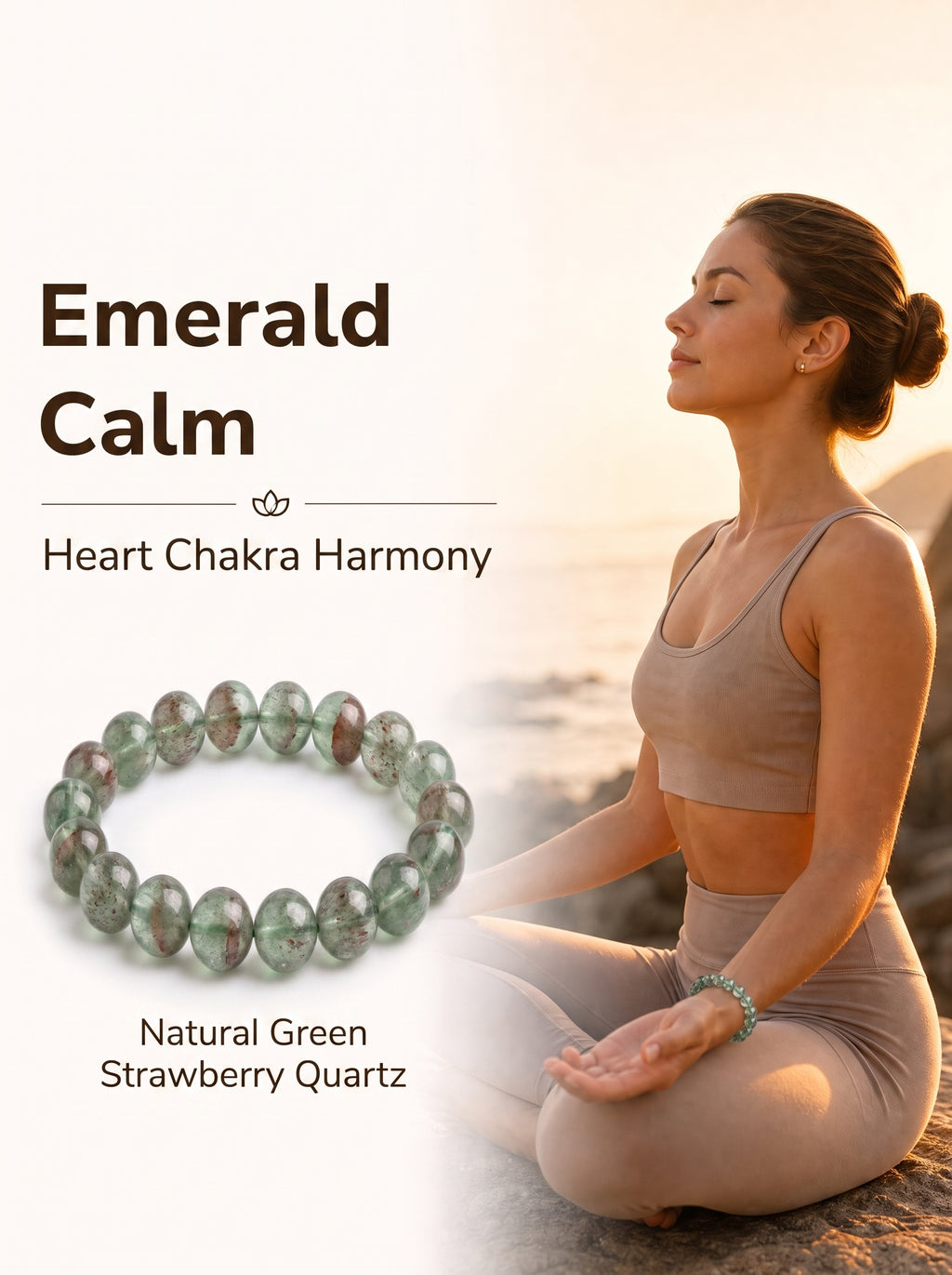 Premium Green Strawberry Quartz Beaded Bracelet | Hand-Polished Natural Crystal Jewelry for Harmony & Energy