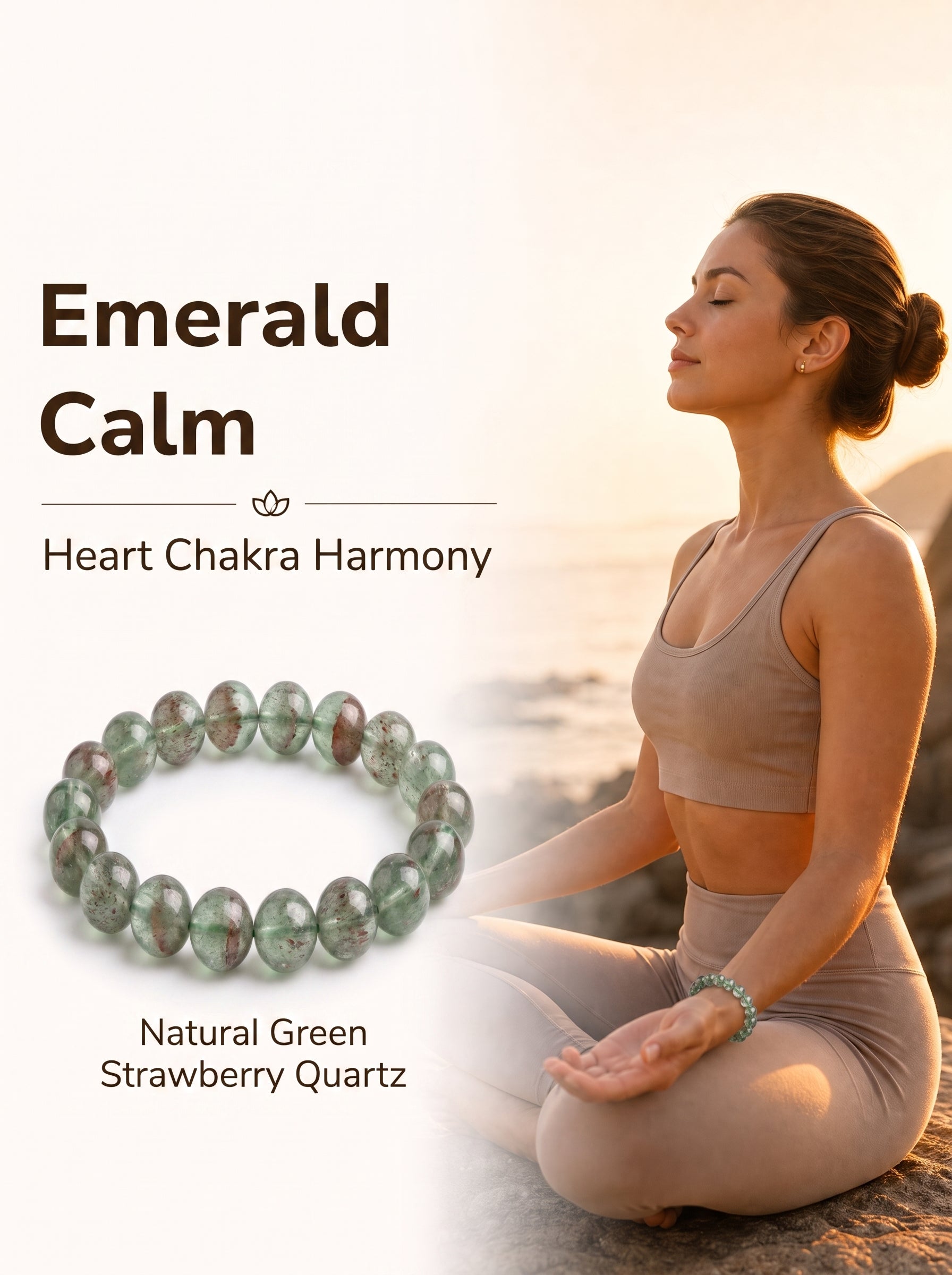Premium Green Strawberry Quartz Beaded Bracelet | Hand-Polished Natural Crystal Jewelry for Harmony & Energy