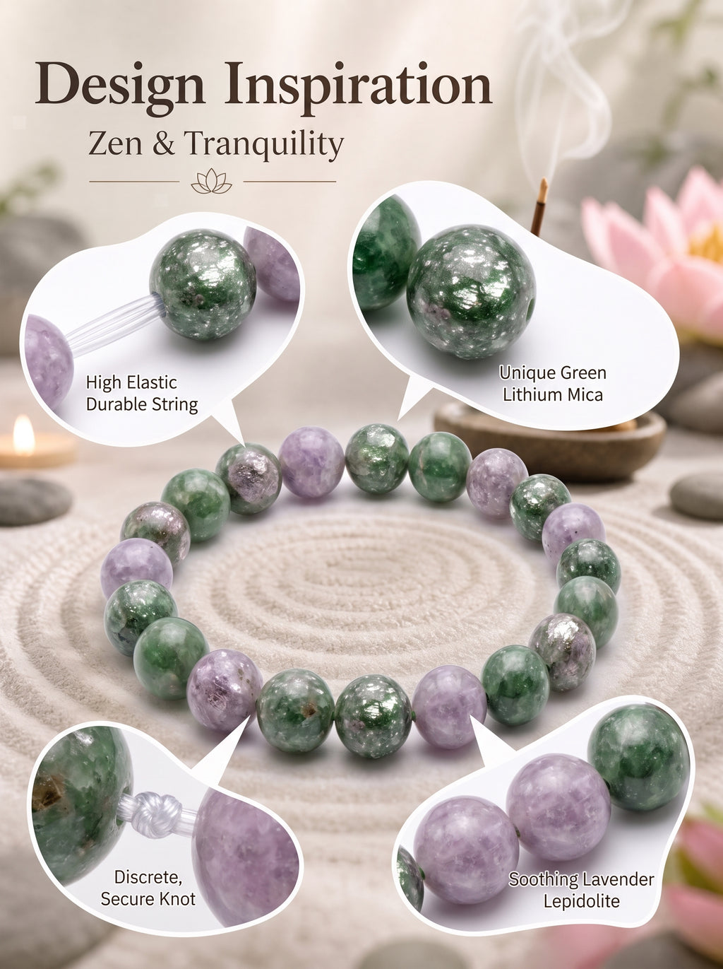 Authentic Green Lepidolite Bracelet | The "Stone of Serenity" | Unique Healing Crystal Jewelry