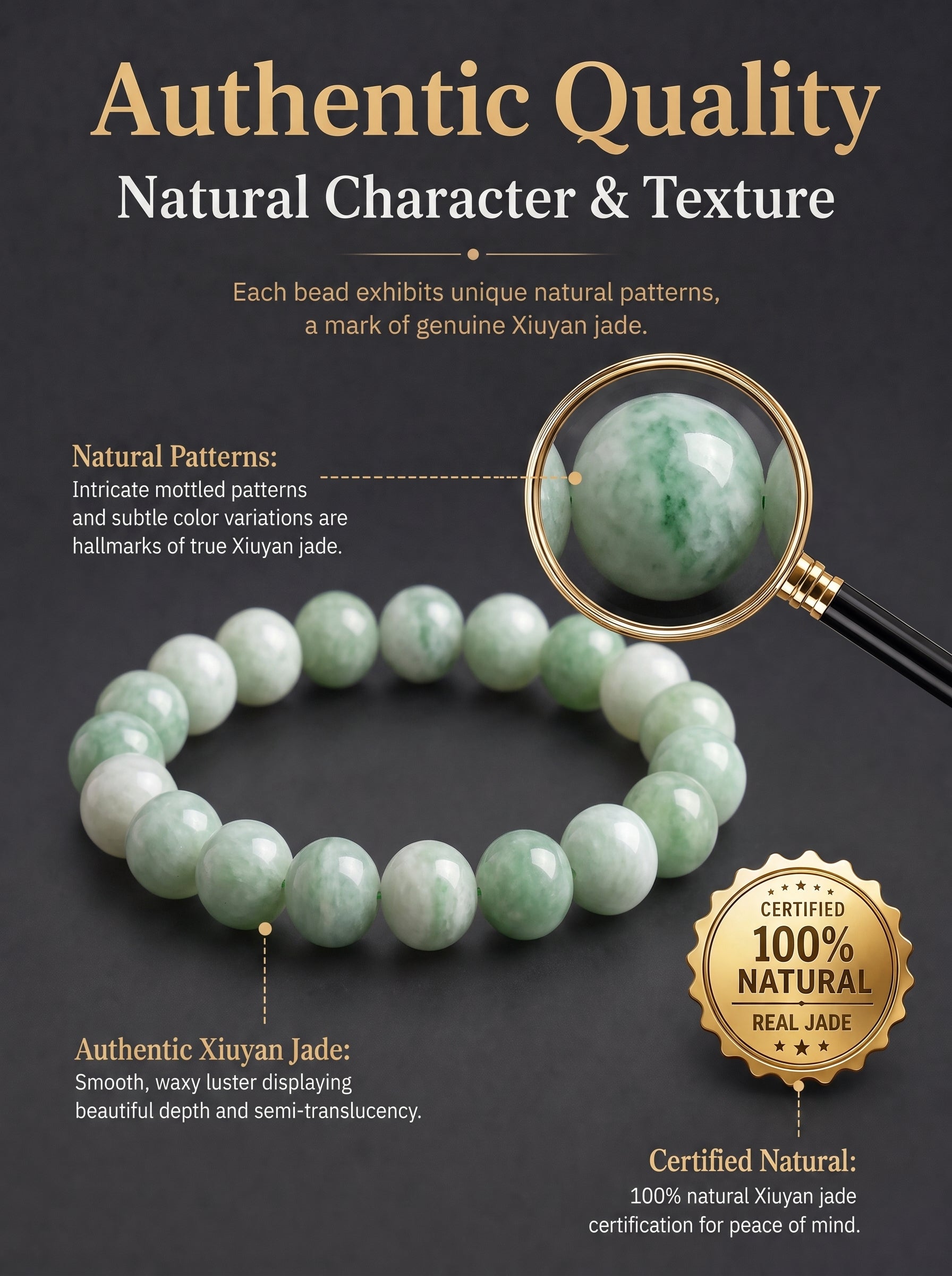 Authentic Xiuyan Jade Bracelet with Crystal Accents | The "Stone of Vitality" | Modern Boho-Chic Jewelry
