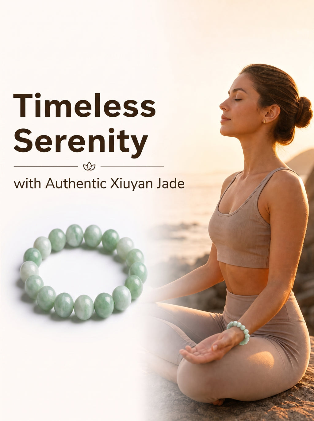 Authentic Xiuyan Jade Bracelet with Crystal Accents | The "Stone of Vitality" | Modern Boho-Chic Jewelry