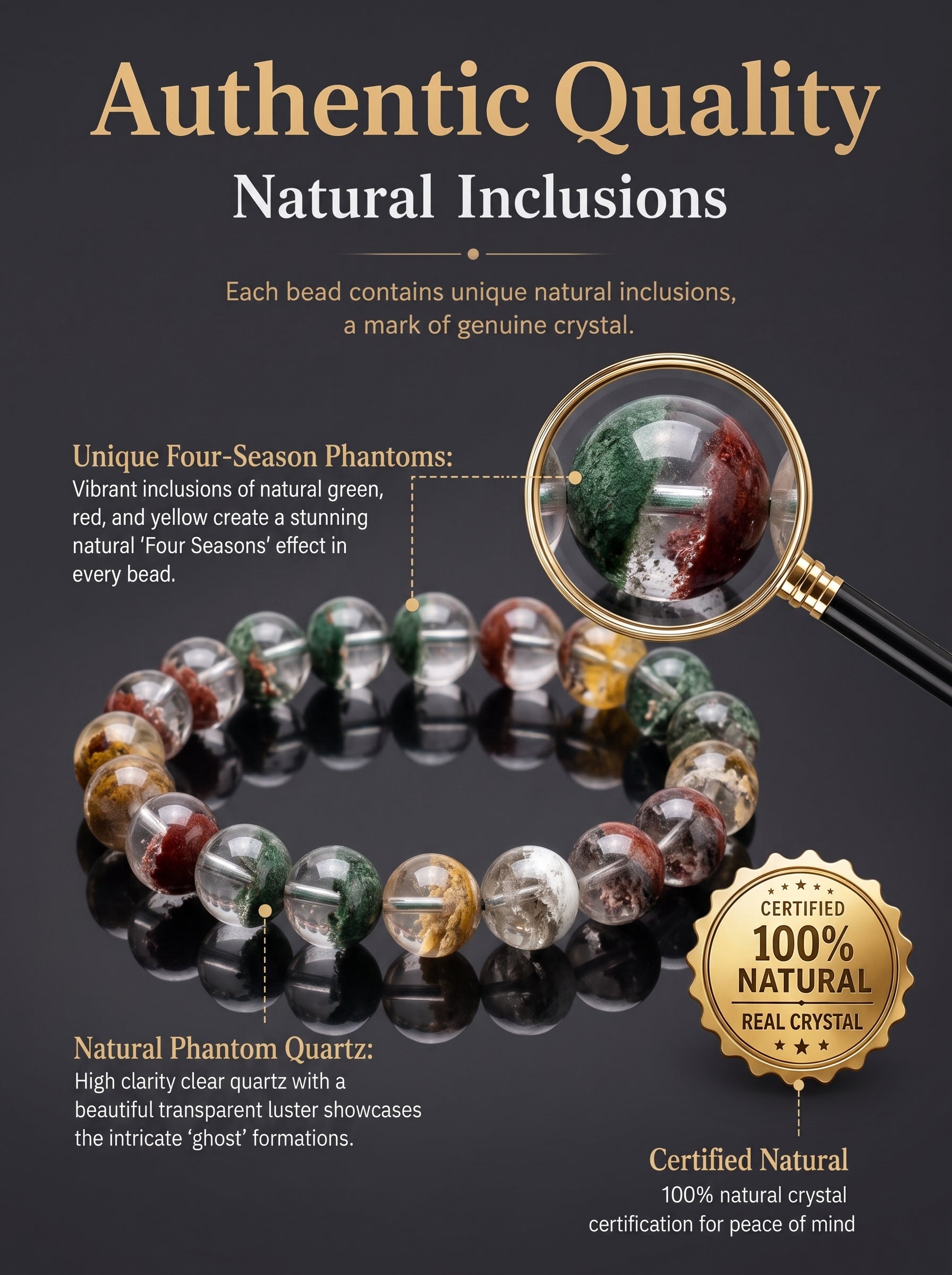 Authentic Scenic Phantom Quartz Bracelet | The "Stone of Nature" | Unique Landscape Mineral Jewelry