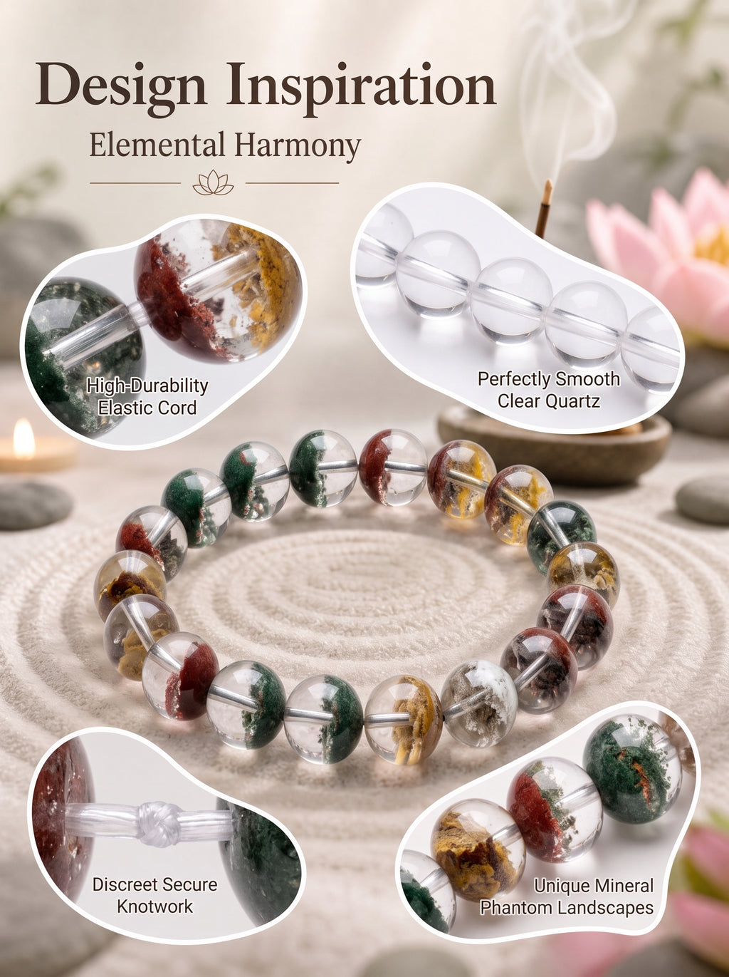 Authentic Scenic Phantom Quartz Bracelet | The "Stone of Nature" | Unique Landscape Mineral Jewelry