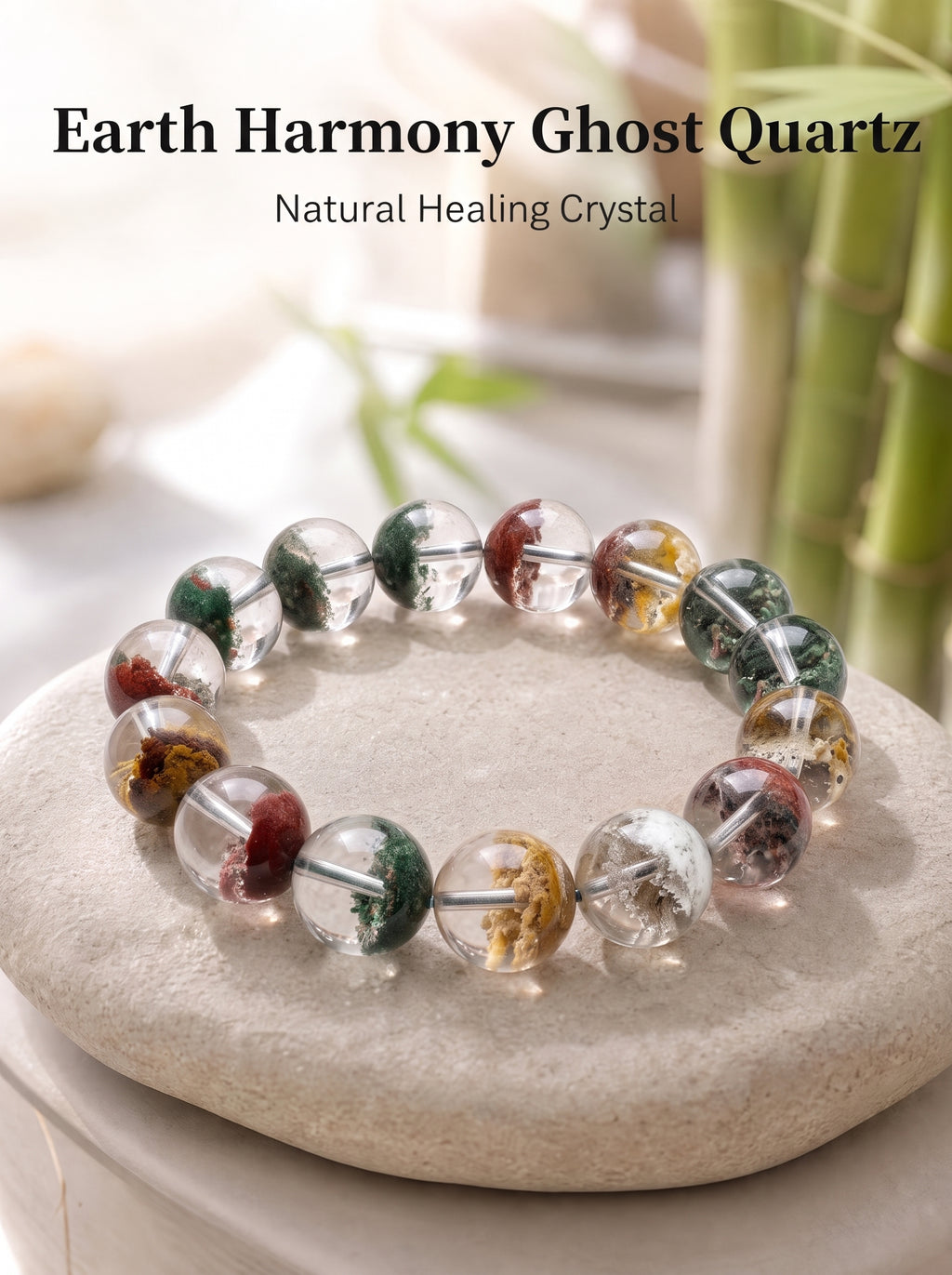 Authentic Scenic Phantom Quartz Bracelet | The "Stone of Nature" | Unique Landscape Mineral Jewelry