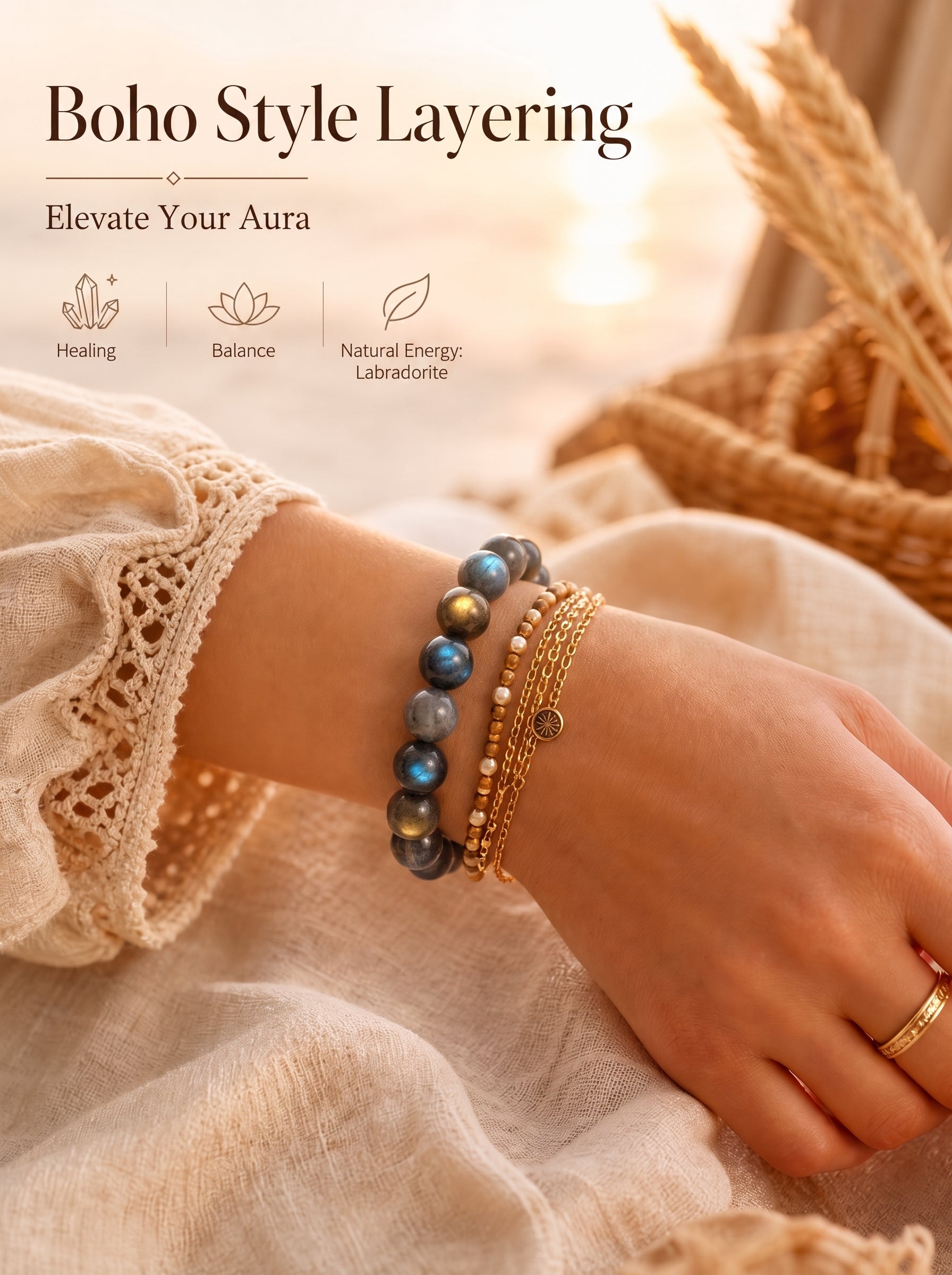 Sacred Shadow Moonstone Intuitive Energy Mala Bracelet