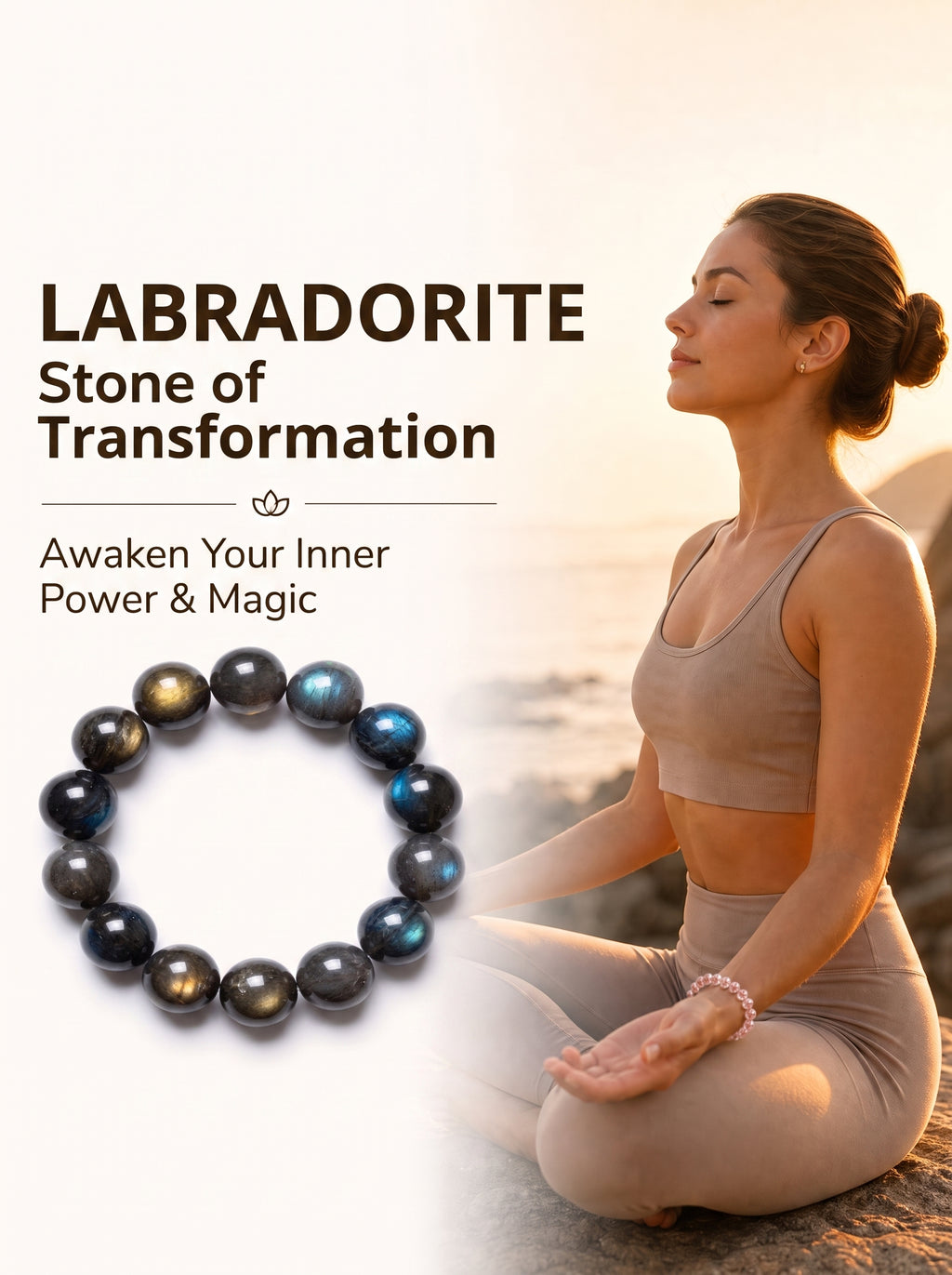 Sacred Shadow Moonstone Intuitive Energy Mala Bracelet