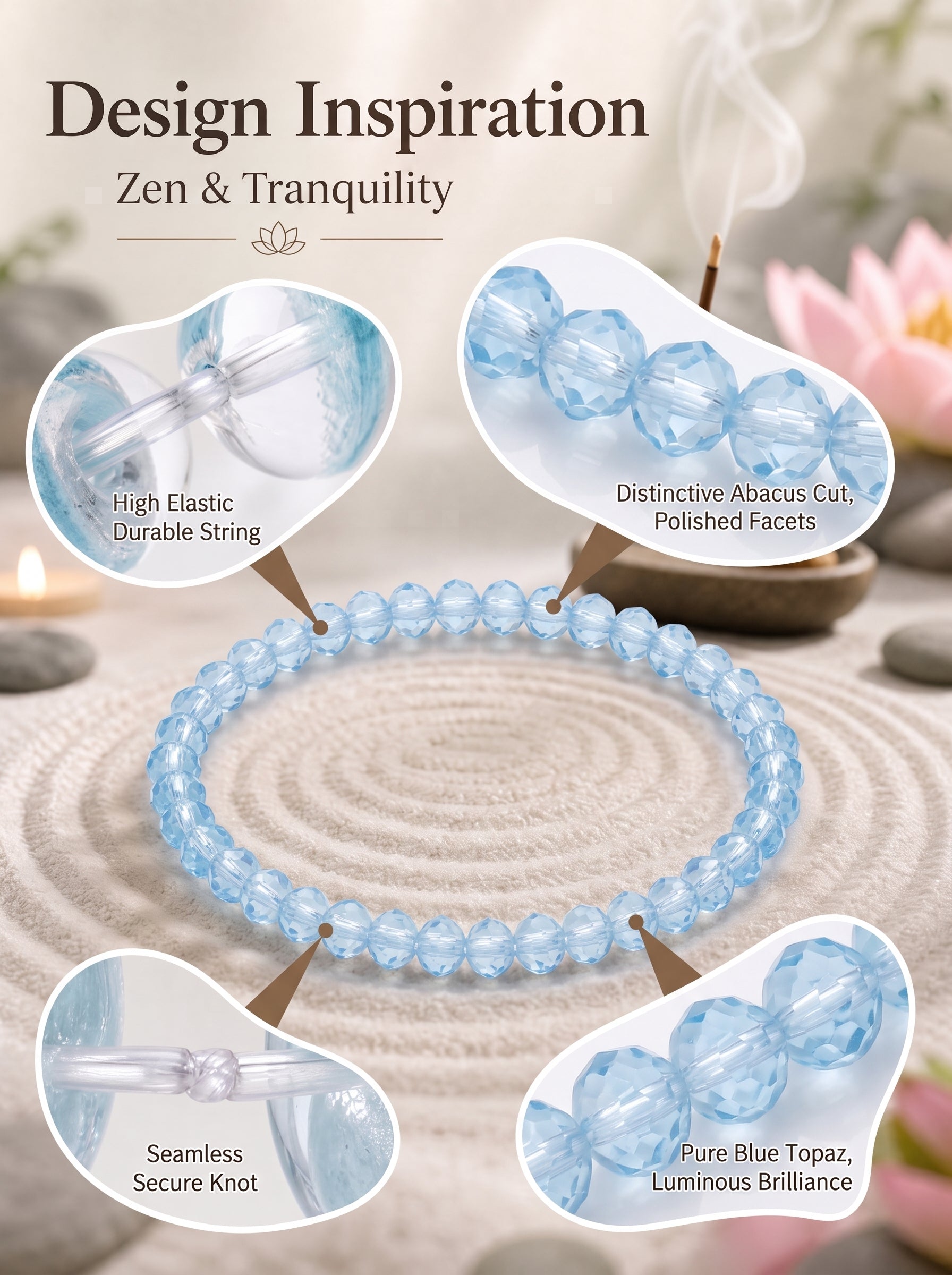 Natural Blue Topaz Mental Clarity & Executive Expression Energy Bracelet