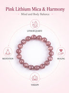 Natural Pink Lepidolite Mindful Focus & Inner Calm Energy Bracelet