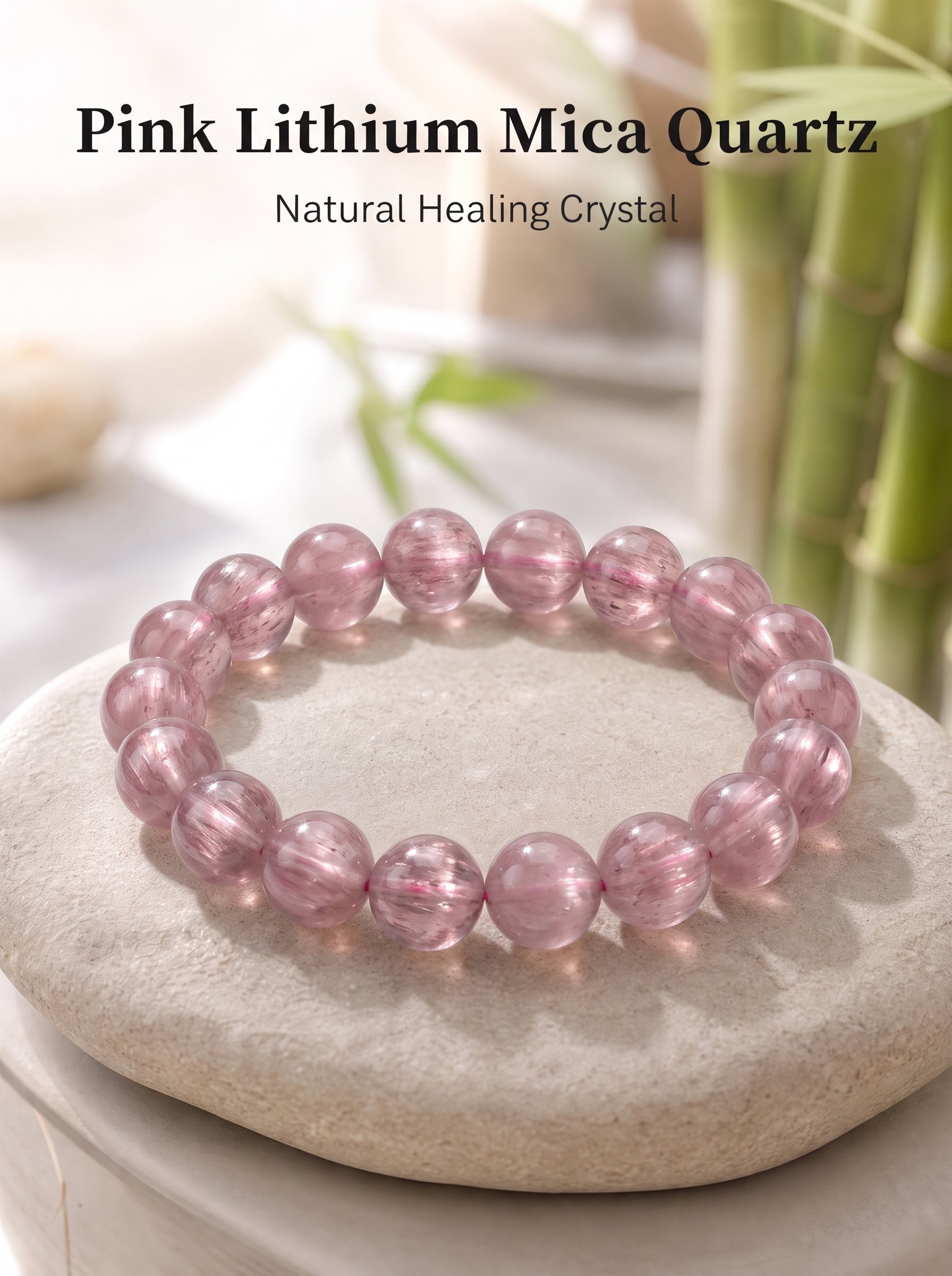 Natural Pink Lepidolite Mindful Focus & Inner Calm Energy Bracelet