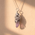 Super Seven Crystal Stalactite Pendant | Antique Silver Copper Molten Cap Necklace