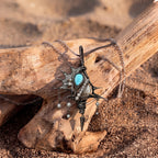 Larimar Shell Pendant | Antique Silver Copper Pearl & Spike Gothic Necklace