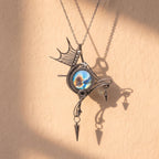 Labradorite Winged Spike Pendant | Antique Silver Copper Gothic Necklace