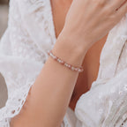 Natural Fire Quartz and Pink Lepidolite Bead Bracelet, Radiant Vitality & Harmonious Flow Gemstone Jewelry