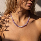 Natural Celestial Lavender Amethyst & Pure Clear Quartz Double-Loop Radiance Collarchain: Versatile Necklace — Kailash Vein