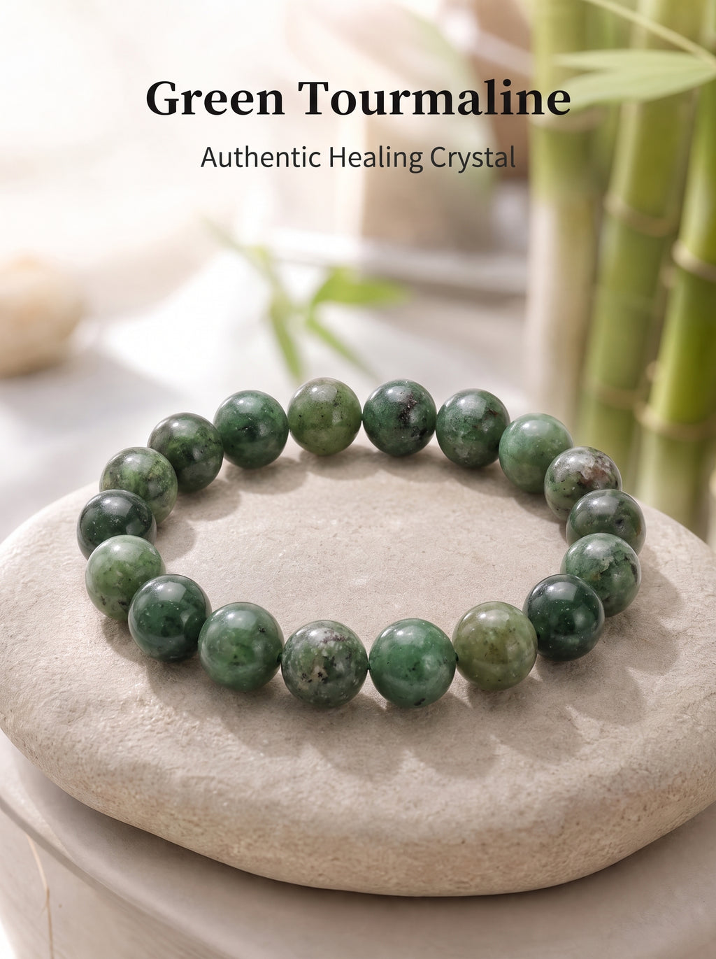 Premium Green Tourmaline Beaded Bracelet | Hand-Polished Natural Gemstone Jewelry for Harmony & Growth