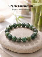 Premium Green Tourmaline Beaded Bracelet | Hand-Polished Natural Gemstone Jewelry for Harmony & Growth
