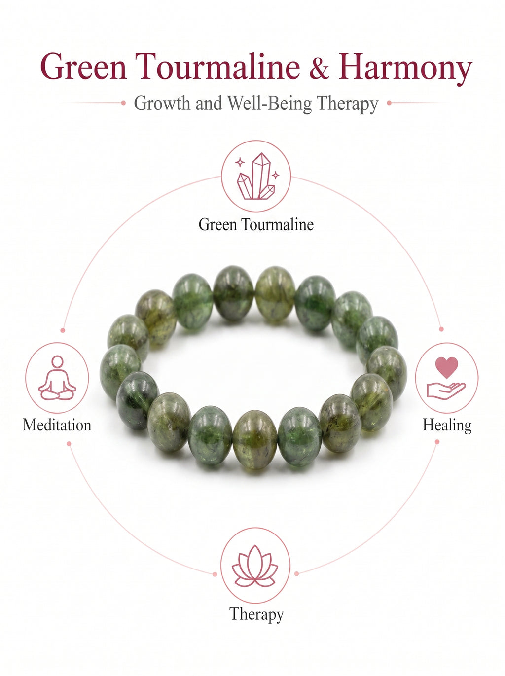 Premium Green Tourmaline Beaded Bracelet | Hand-Polished Natural Gemstone Jewelry for Harmony & Growth
