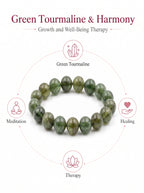 Premium Green Tourmaline Beaded Bracelet | Hand-Polished Natural Gemstone Jewelry for Harmony & Growth