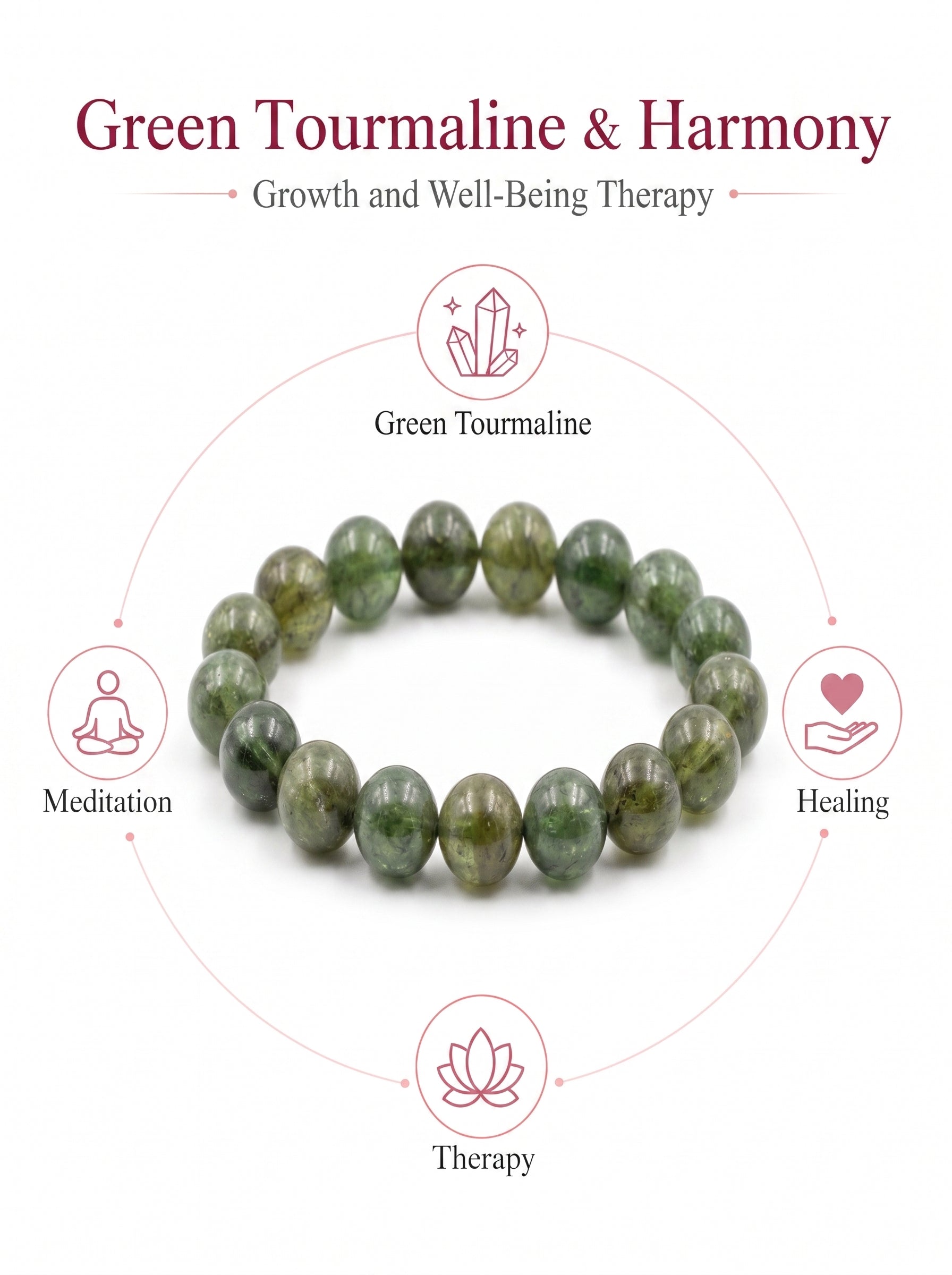 Premium Green Tourmaline Beaded Bracelet | Hand-Polished Natural Gemstone Jewelry for Harmony & Growth