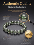 Premium Green Rutilated Quartz Beaded Bracelet | Hand-Polished Natural Gemstone Jewelry for Abundance