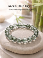 Premium Green Rutilated Quartz Beaded Bracelet | Hand-Polished Natural Gemstone Jewelry for Abundance