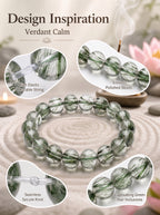 Premium Green Rutilated Quartz Beaded Bracelet | Hand-Polished Natural Gemstone Jewelry for Abundance