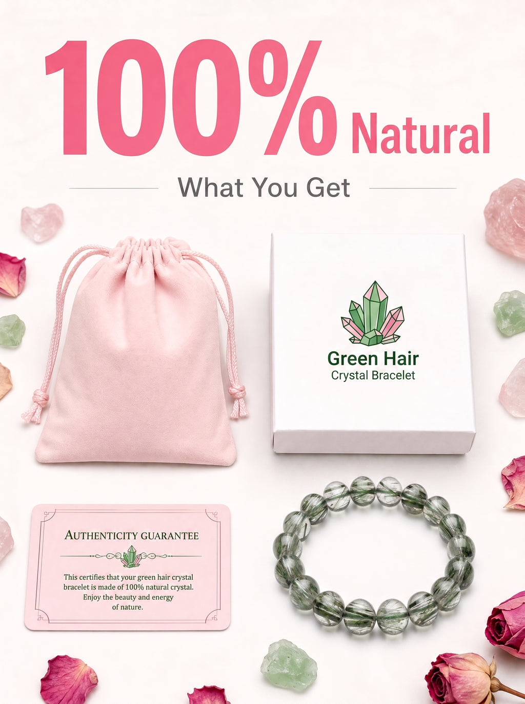 Premium Green Rutilated Quartz Beaded Bracelet | Hand-Polished Natural Gemstone Jewelry for Abundance
