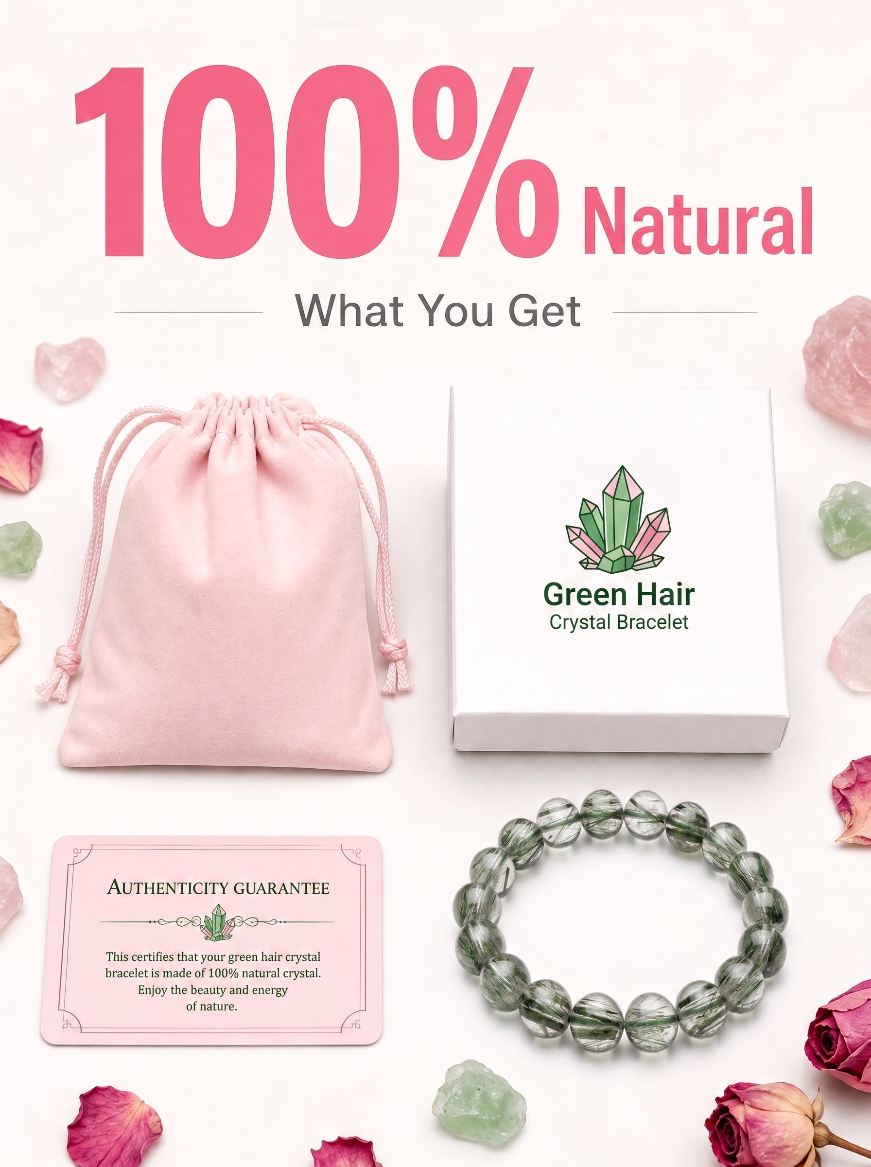 Premium Green Rutilated Quartz Beaded Bracelet | Hand-Polished Natural Gemstone Jewelry for Abundance