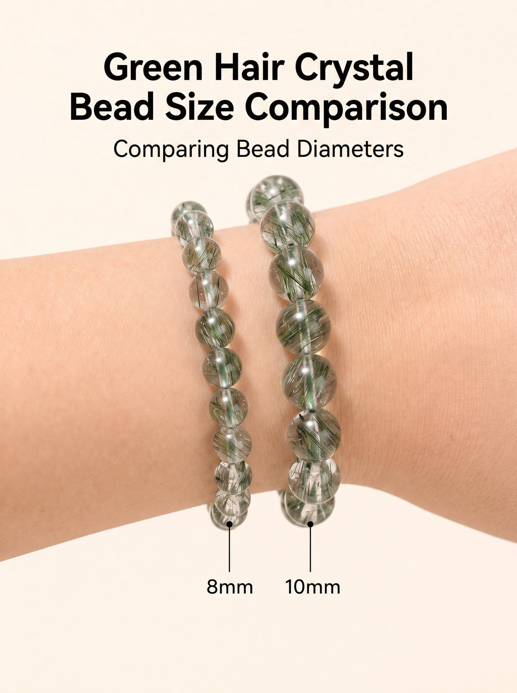 Premium Green Rutilated Quartz Beaded Bracelet | Hand-Polished Natural Gemstone Jewelry for Abundance