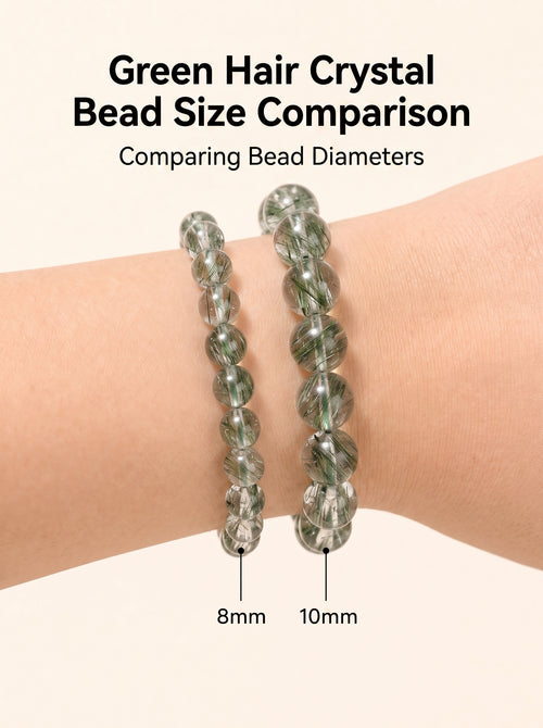 Premium Green Rutilated Quartz Beaded Bracelet | Hand-Polished Natural Gemstone Jewelry for Abundance