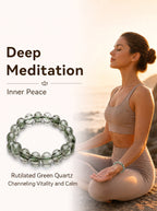 Premium Green Rutilated Quartz Beaded Bracelet | Hand-Polished Natural Gemstone Jewelry for Abundance