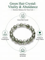 Premium Green Rutilated Quartz Beaded Bracelet | Hand-Polished Natural Gemstone Jewelry for Abundance