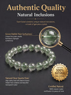 Authentic Green Rabbit Hair Quartz Bracelet | The "Stone of Vitality" | Unique Healing Crystal Jewelry