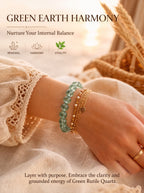 Authentic Green Rabbit Hair Quartz Bracelet | The "Stone of Vitality" | Unique Healing Crystal Jewelry
