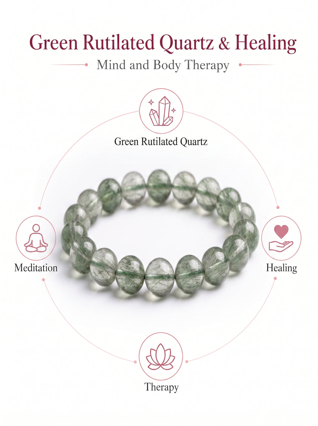 Authentic Green Rabbit Hair Quartz Bracelet | The "Stone of Vitality" | Unique Healing Crystal Jewelry