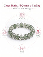 Authentic Green Rabbit Hair Quartz Bracelet | The "Stone of Vitality" | Unique Healing Crystal Jewelry
