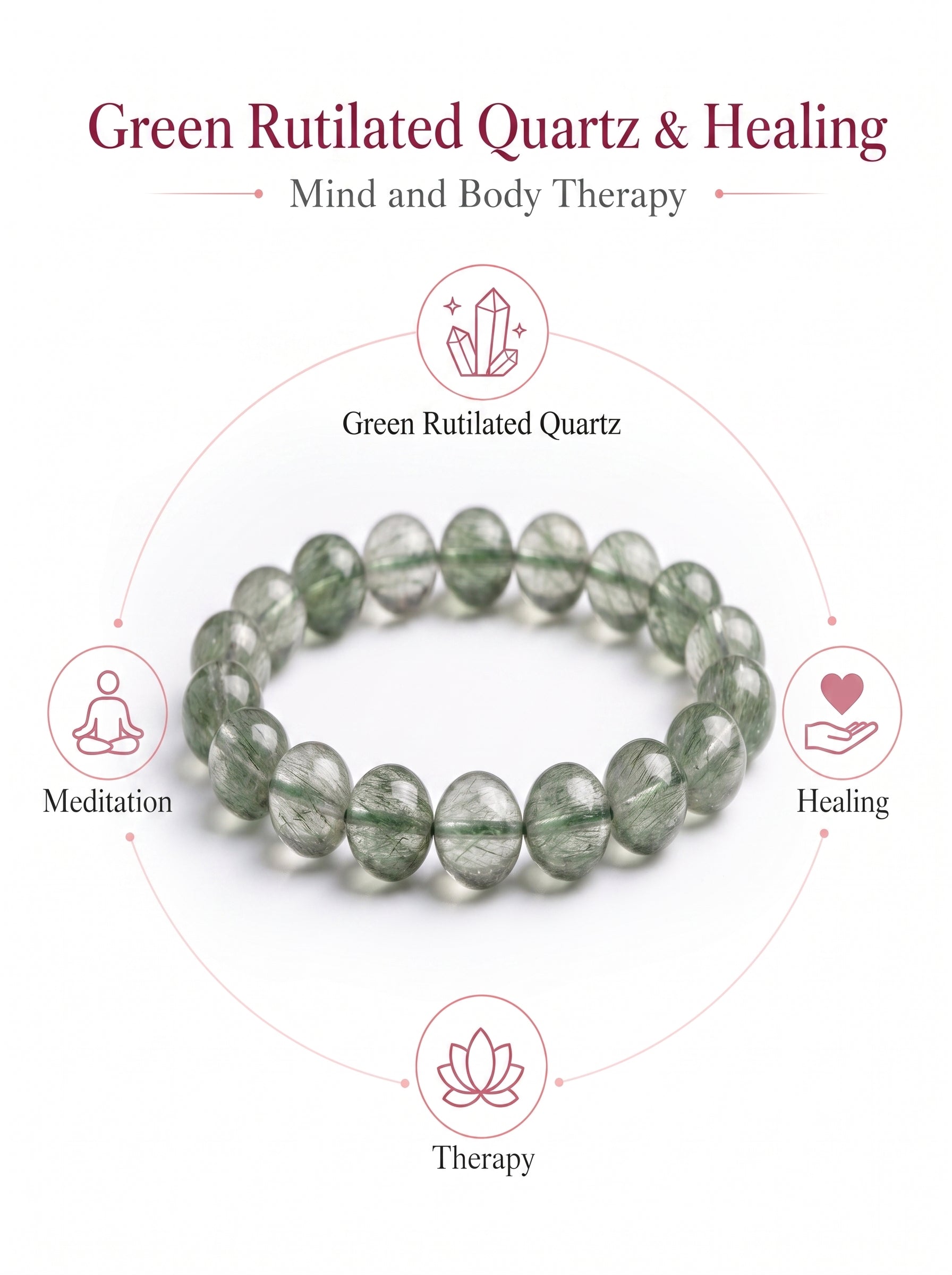 Authentic Green Rabbit Hair Quartz Bracelet | The "Stone of Vitality" | Unique Healing Crystal Jewelry