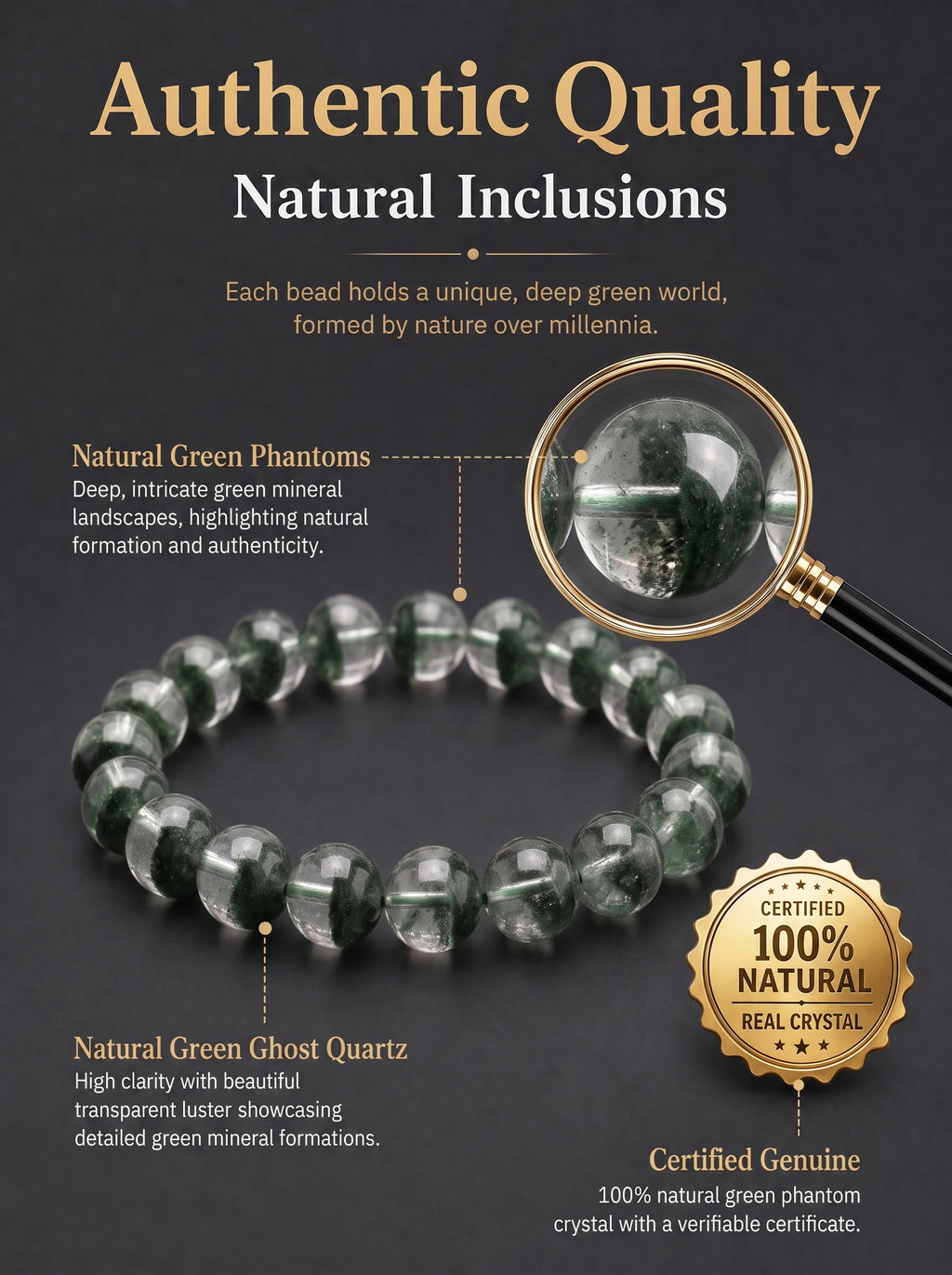 Authentic Green Phantom Quartz Bracelet | The "Money Magnet" | Unique Healing Crystal Jewelry