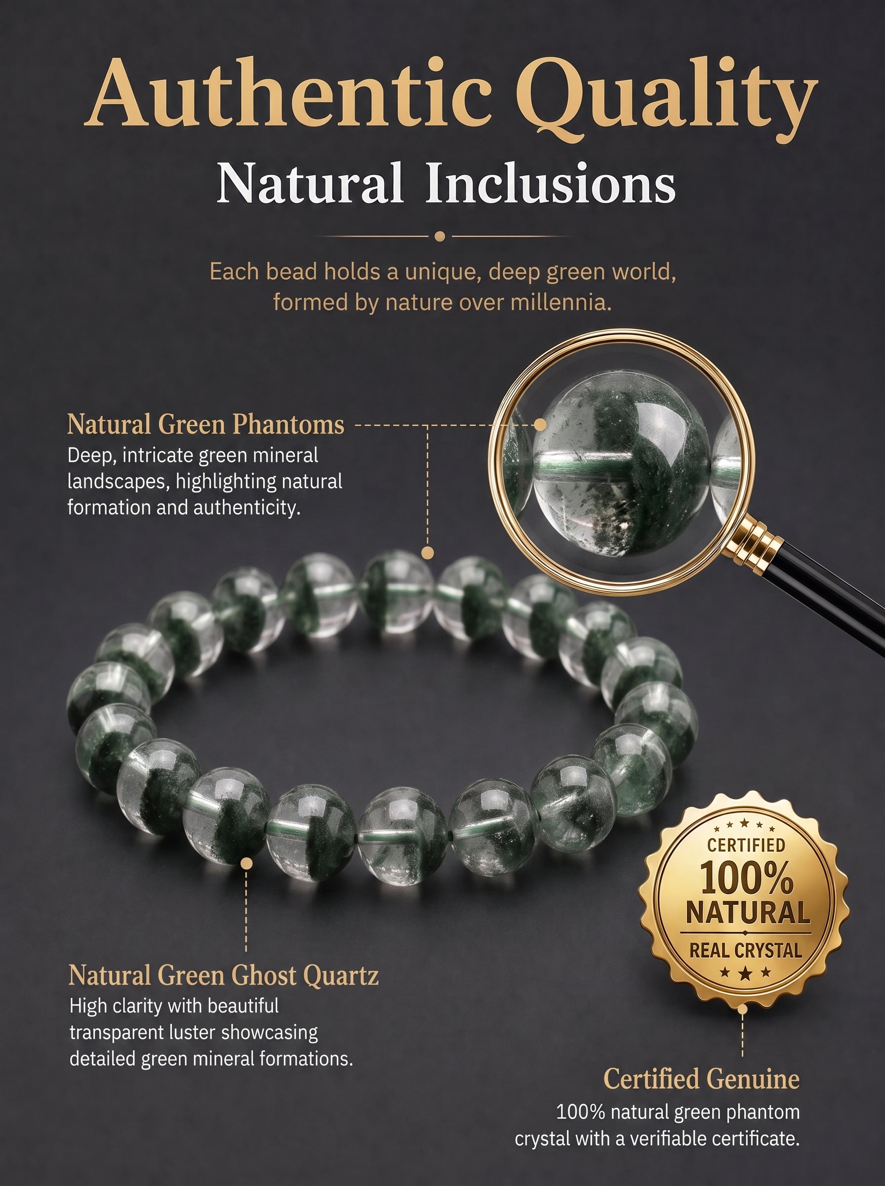 Authentic Green Phantom Quartz Bracelet | The "Money Magnet" | Unique Healing Crystal Jewelry