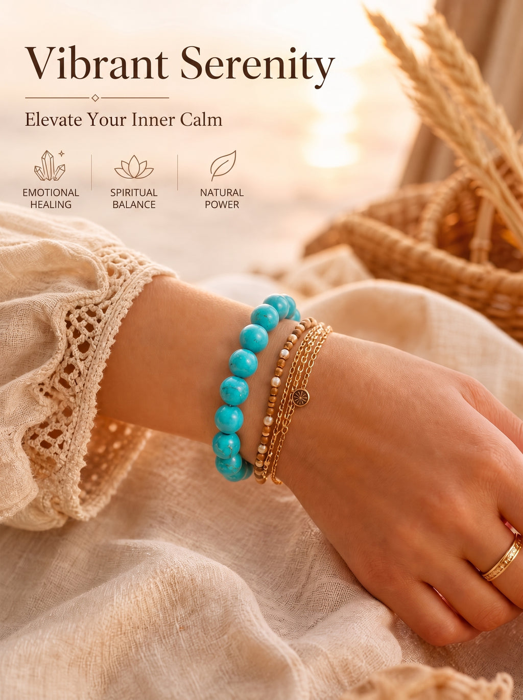Authentic Turquoise and Clear Crystal Necklace | The "Stone of Protection" | Boho-Chic Energy Jewelry