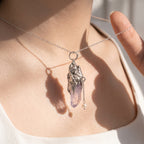 Super Seven Crystal Pendant | Antique Silver Copper Pearl Necklace