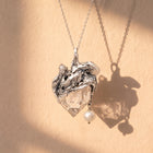 Clear Quartz Cluster Pendant | Antique Silver Copper Pearl & Molten Gothic Necklace
