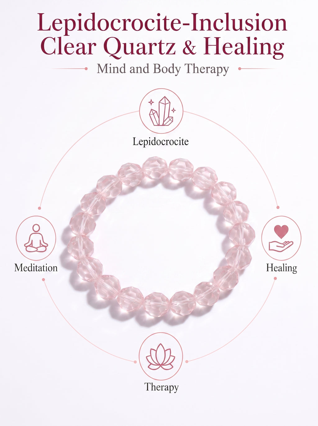 Sacred Pink Pineapple Quartz Intuitive Heart Alignment Mala Bracelet