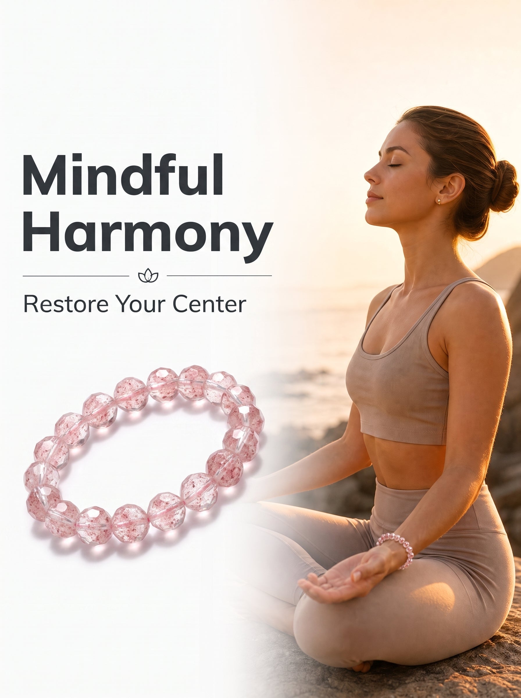 Sacred Pink Pineapple Quartz Intuitive Heart Alignment Mala Bracelet