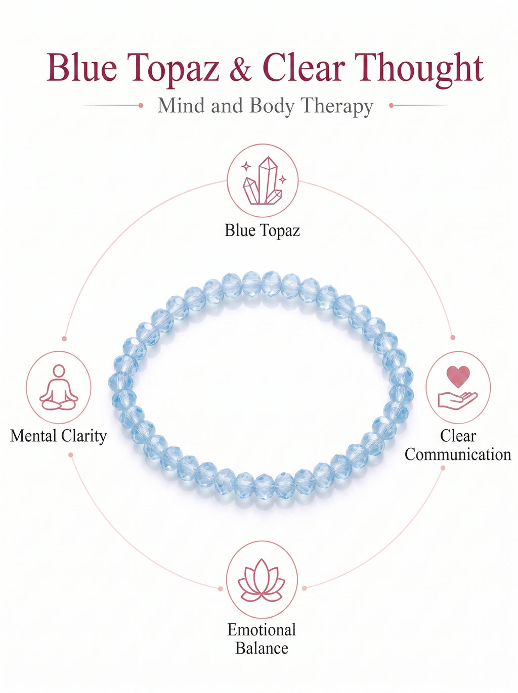 Natural Blue Topaz Mental Clarity & Executive Expression Energy Bracelet