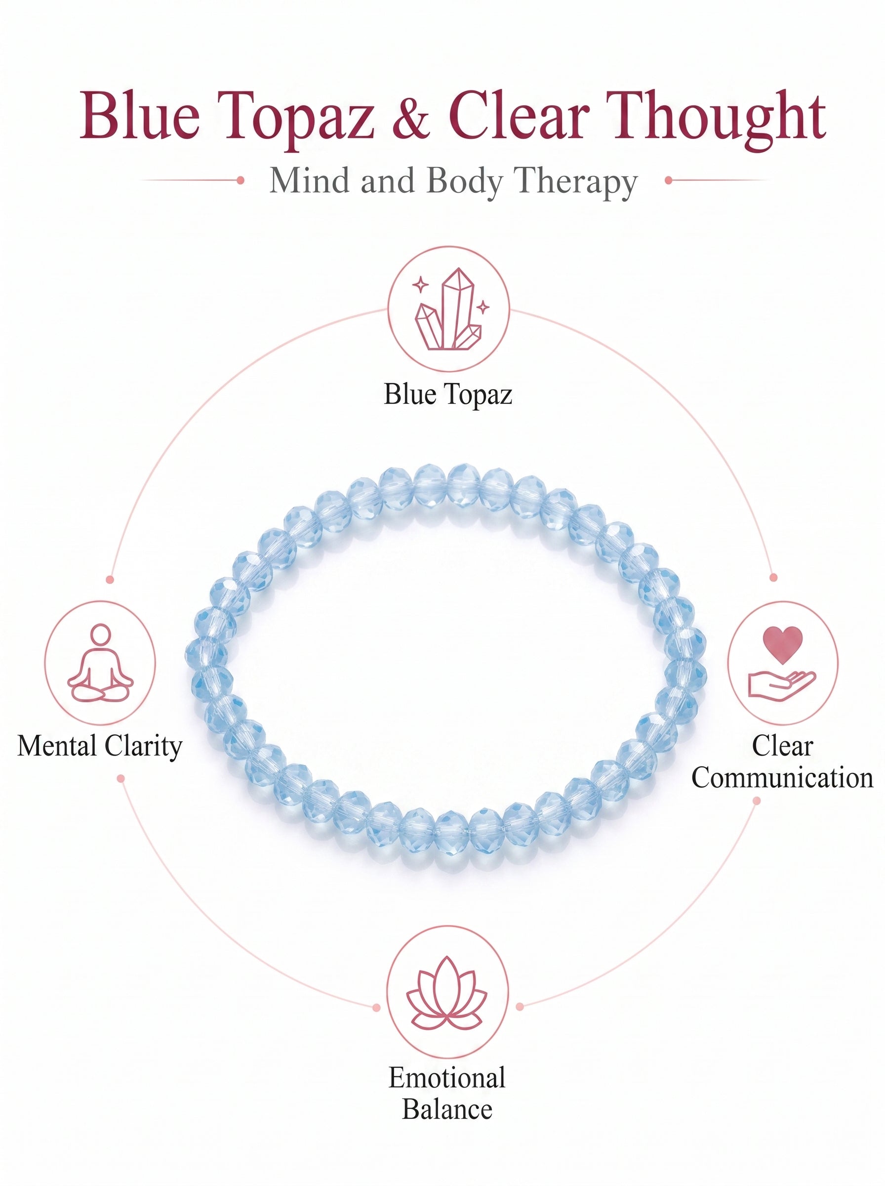 Natural Blue Topaz Mental Clarity & Executive Expression Energy Bracelet