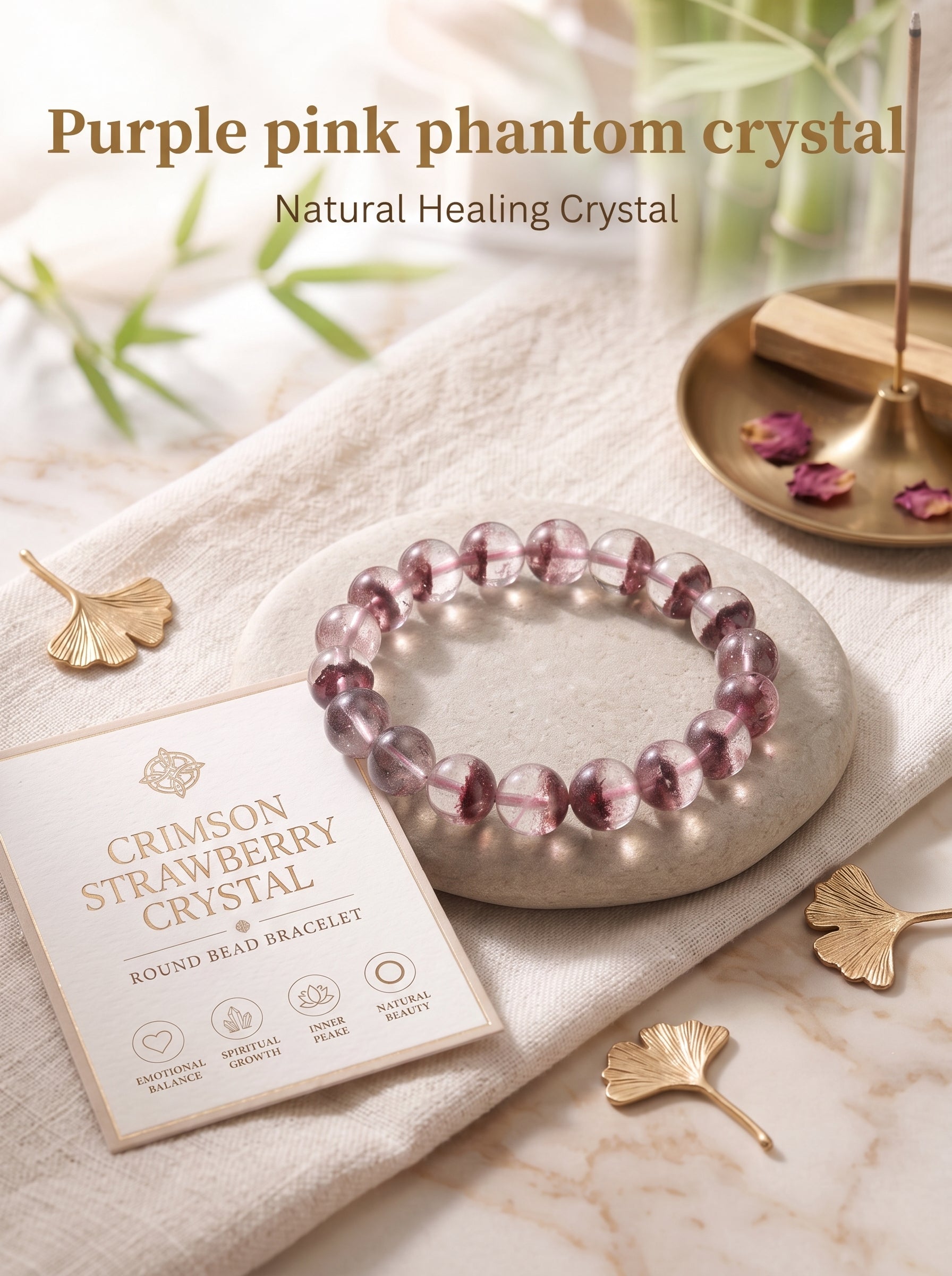 Dreamy Phantom Quartz Bracelet | The "Healing Stone" | Unique Lavender & Rose Crystal Jewelry