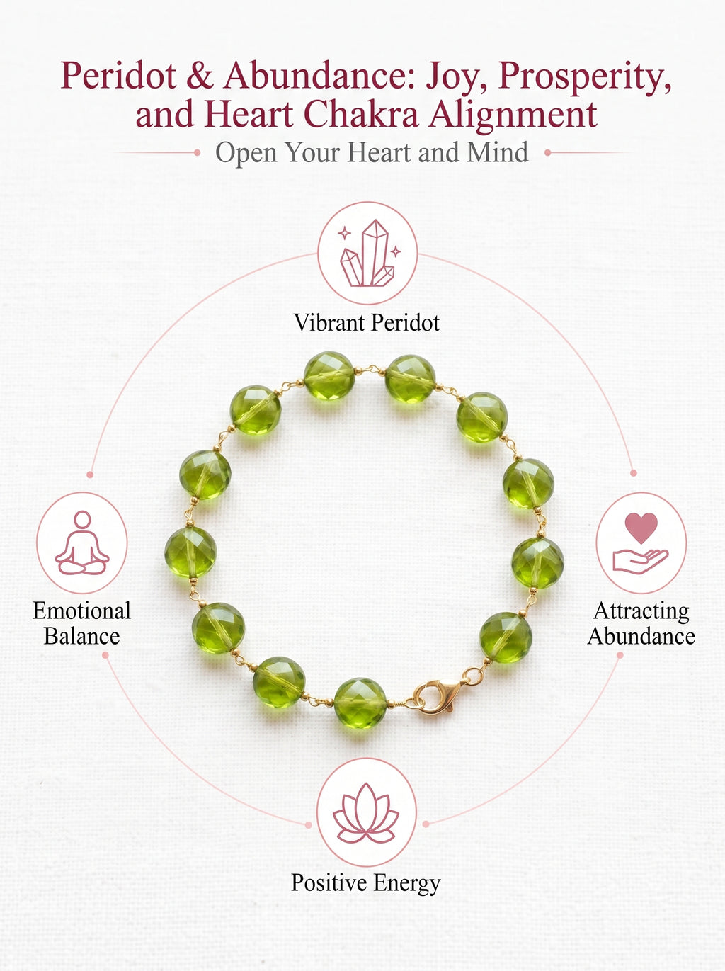 Premium Peridot Beaded Bracelet | Hand-Polished Natural Gemstone Jewelry for Joy & Inner Peace
